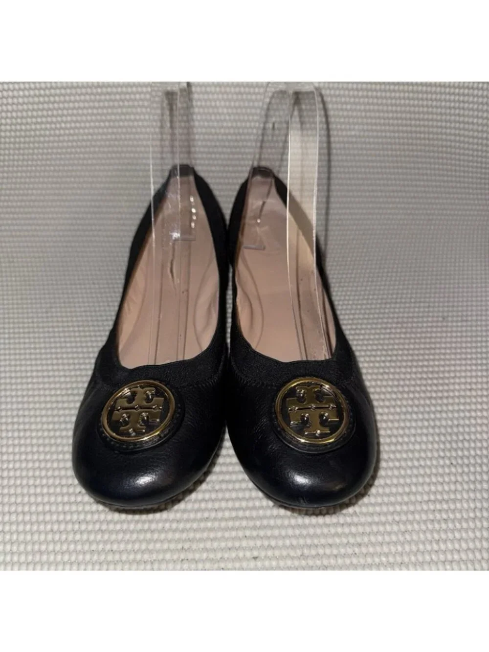 Tory Burch Caroline Black Leather Ballet Designer Flats Shoes Women’s Size 7M